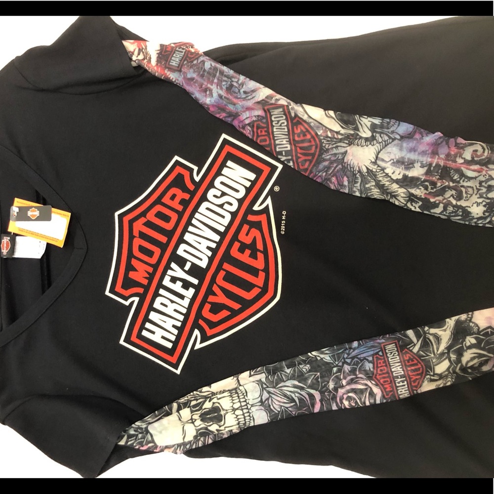 Harley Davidson Women’s shirt w SPF sun sleeves